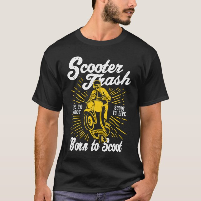 Scooter Trash Retro Distressed Style Scooter Humor T Shirt (Framsida)