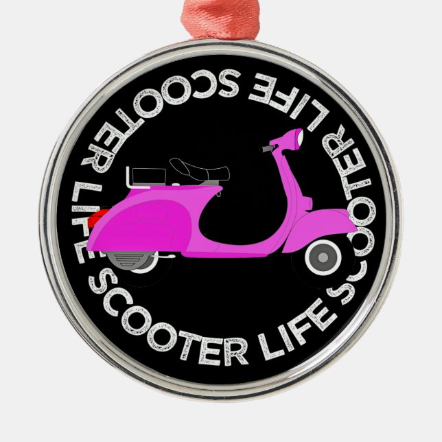 Scooterlivsmod för scootfansen 2-hjuling sport ros julgransprydnad metall (Framsidan)