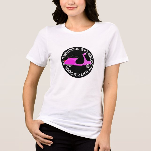 Scooterlivsmod för scootfansen 2-hjuling sport ros t shirt (Framsida)