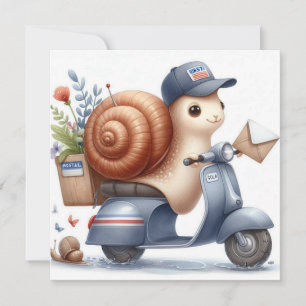 "Scootin" Snigel Mail" Whimsical Greeting Card Kort