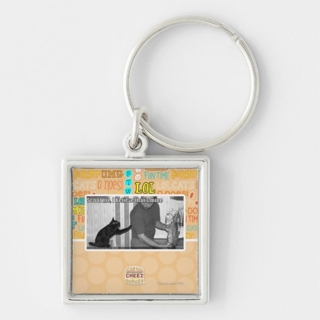 Scooz mig, tror jag som är min fyrkantig silverfärgad nyckelring (Framsidan)