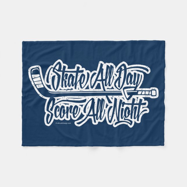 Score All Night (Hockey) Fleece Blanket (Framsidan (Horisontell))