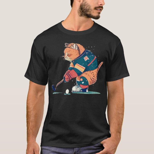 Score Big med "Cats on Ice" Hockey T Shirt (Framsida)