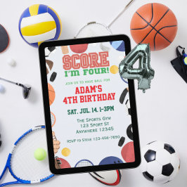 Score I'm Four, Sports 4th Birthday Inbjudningar