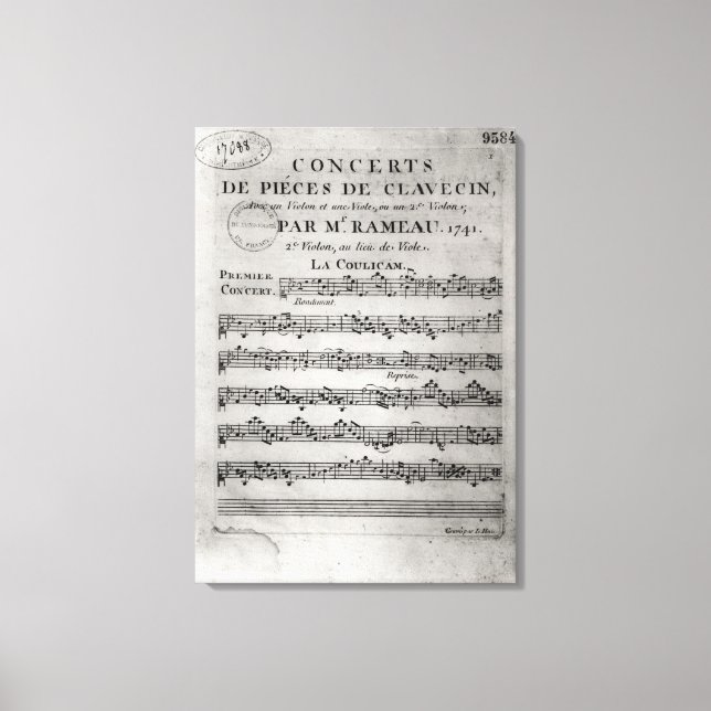Score lakan för "Concerts de Delarare de Canvastryck (Framsida)