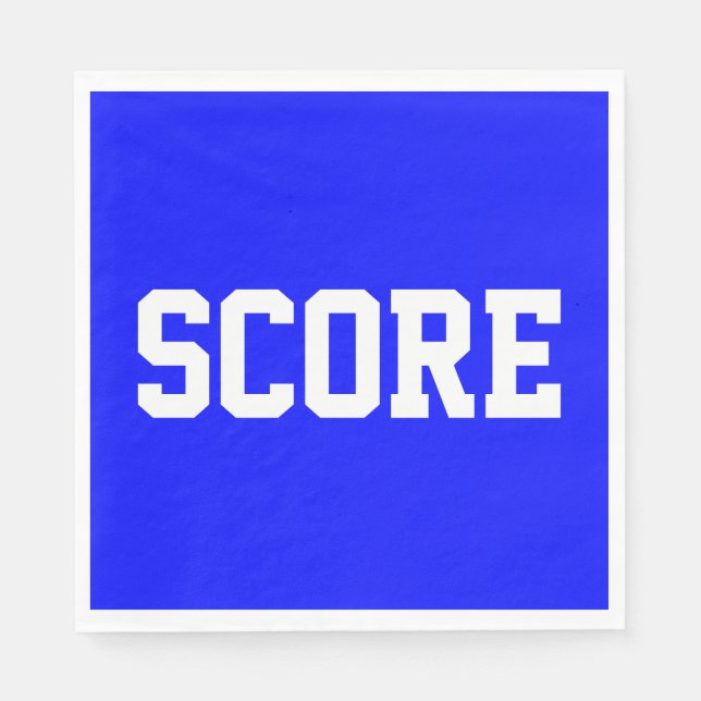 SCORE Sporty White Athletic Text On Royal Blue Pappersservett (Framsidan)