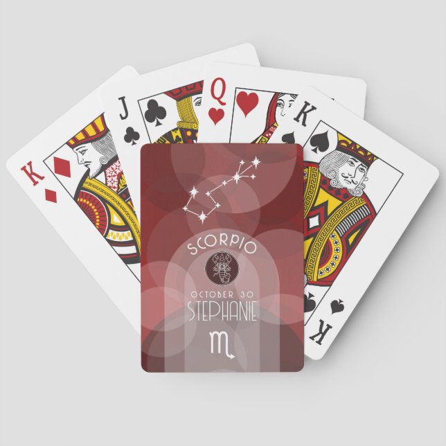 Scorpio Anpassningsbar Birthday - Zodiac - Modern  Casinokort (Baksidan)