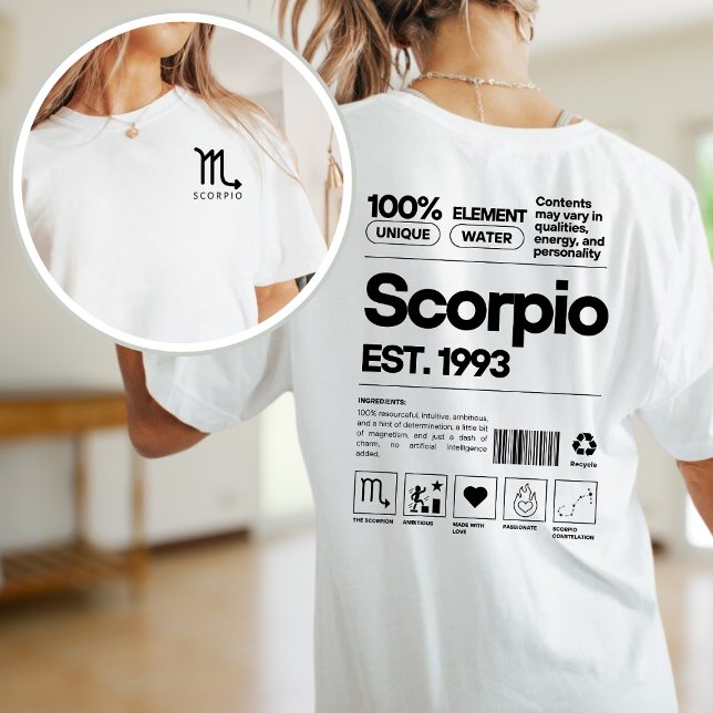 Scorpio Anpassningsbar Zodiac Astrology Birthday N T Shirt (Skapare uppladdad)