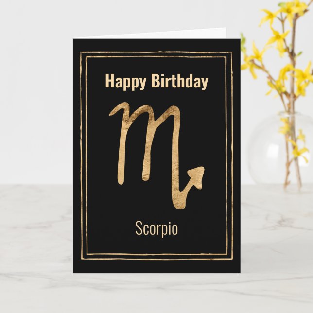 Scorpio astrology guld zodiac Grattis på födelseda Kort (Gul blomma)