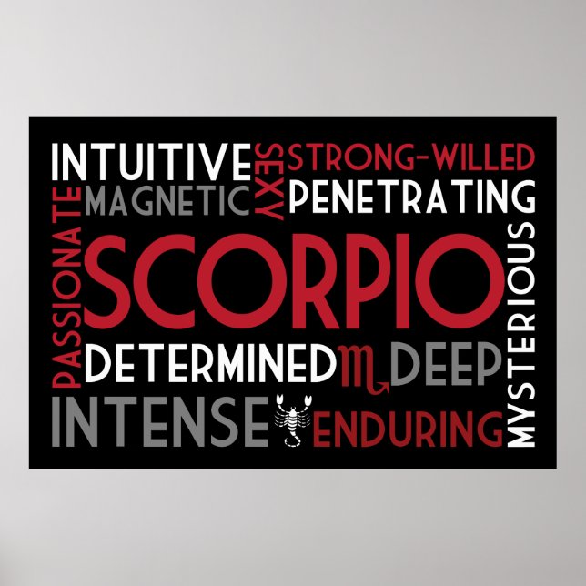 Scorpio Astrology Ord Collage Skriv ut Poster (Framsidan)