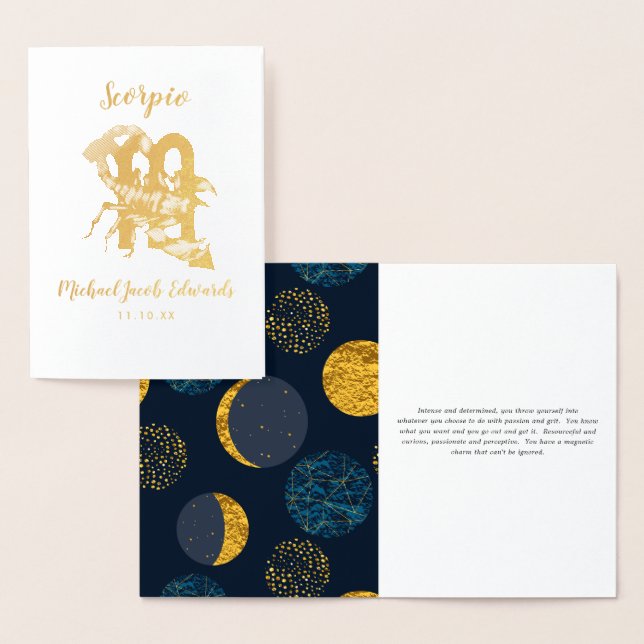 Scorpio Astrology | Personlig Zodiac-tecken Folierat Kort (Display)