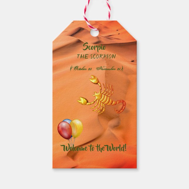 Scorpio Baby Shower - Gift-Märkre Presentetikett (Framsidan)