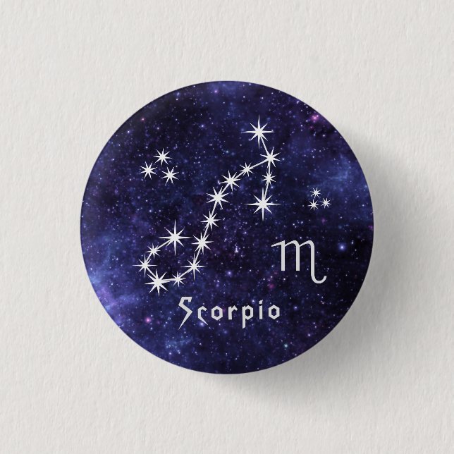 Scorpio Badge, Zodiac Horoscope Badge Knapp (Framsida)