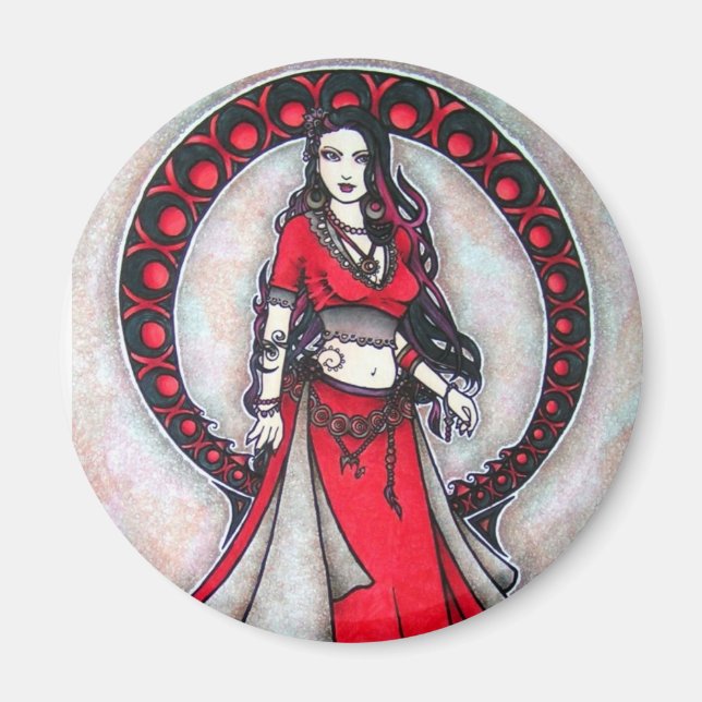 Scorpio Belly Dancer Gothic Måne Magnet (Framsidan)