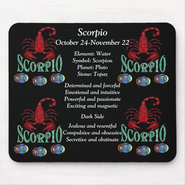 Scorpio Birth Sign Zodiac Mouse Pad Musmatta (Framsidan)