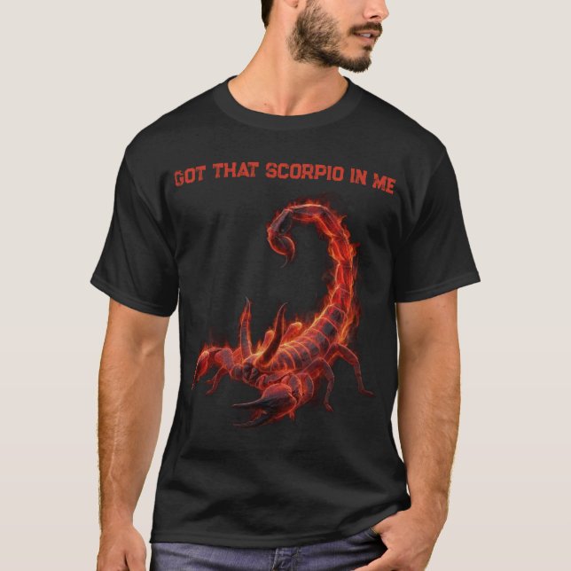 Scorpio Birthday Gift | Zodiac | Fiery Scorpion T Shirt (Framsida)