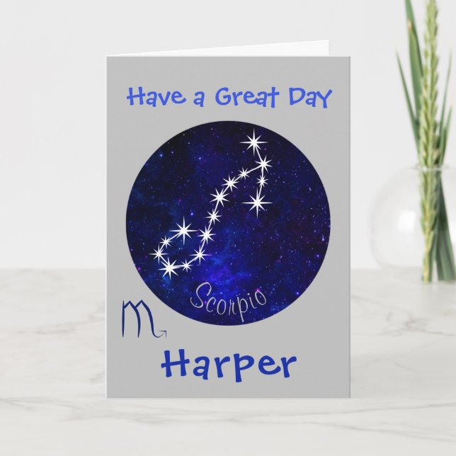 Scorpio Birthday, Horoscope Zodiac Birthday Card Kort (Framsida)