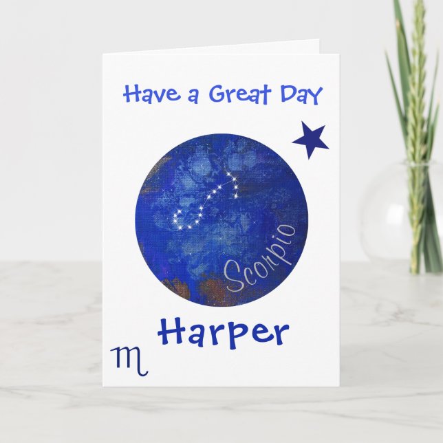 Scorpio Birthday, Horoscope Zodiac Birthday Card Kort (Framsida)