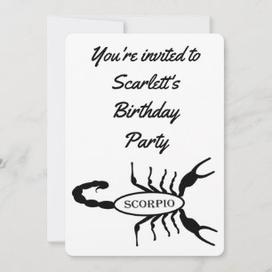 Scorpio Black Scorpion Stjärntecken Anpassningsbar Inbjudningar
