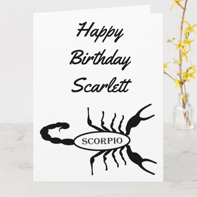 Scorpio Black Scorpion Stjärntecken Anpassningsbar Kort (Gul blomma)