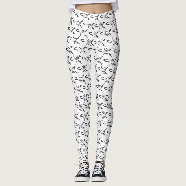 Scorpio Black Scorpion Stjärntecken Patterned Leggings (Framsida)