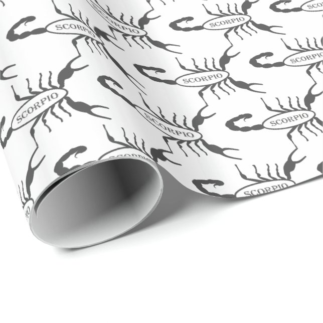 Scorpio Black Scorpion Stjärntecken Patterned Presentpapper (Rullad Hörn)