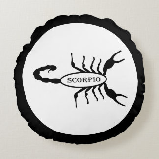 Scorpio Black Scorpion Stjärntecken Rund Kudde