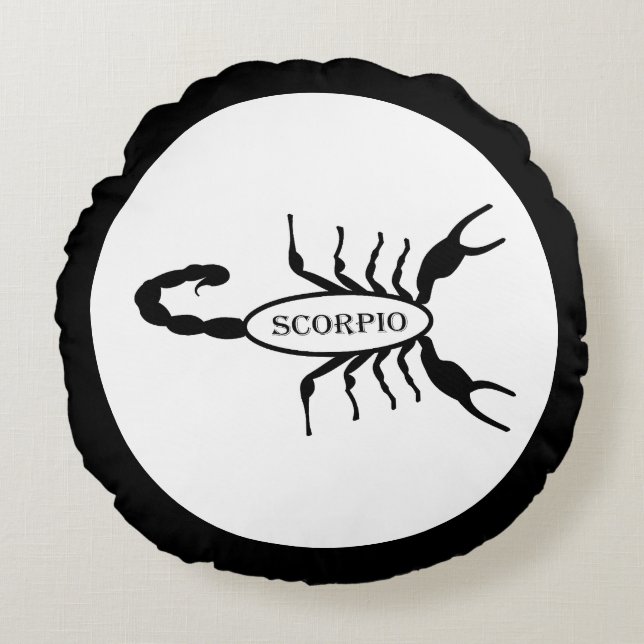 Scorpio Black Scorpion Stjärntecken Rund Kudde (Framsidan)