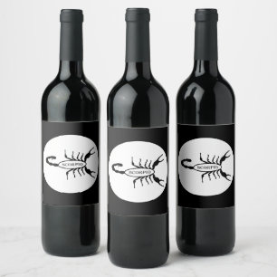Scorpio Black Scorpion Stjärntecken Vinflaska Etikett