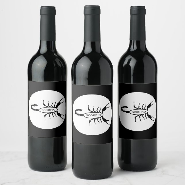 Scorpio Black Scorpion Stjärntecken Vinflaska Etikett (Flaskor)