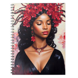 Scorpio Black Woman Red Black Zodiac Art Anteckningsbok