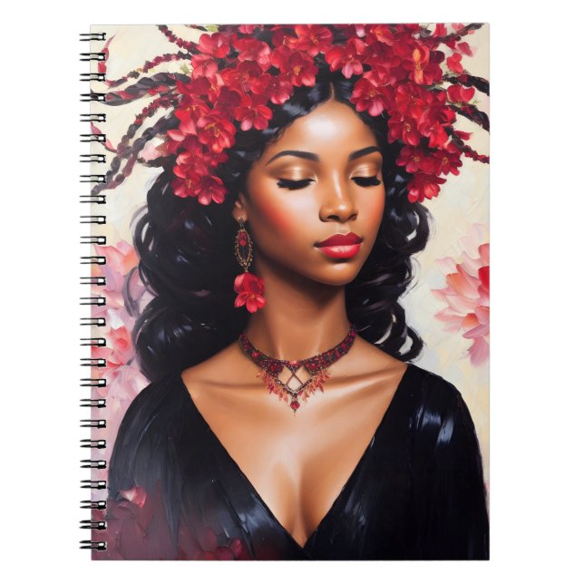 Scorpio Black Woman Red Black Zodiac Art Anteckningsbok (Framsidan)