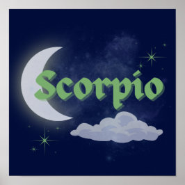 Scorpio Celestial Måne Cloud Stars Astrology Art Poster