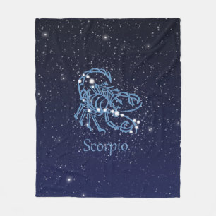 Scorpio Constellation and Zodiac Sign med stjärnor Fleecefilt