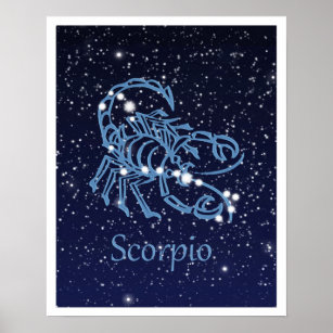 Scorpio Constellation and Zodiac Sign med stjärnor Poster
