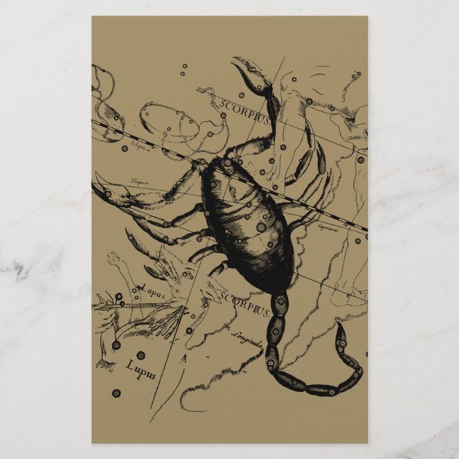Scorpio Constellation Hevelius 1690 Decor Brevpapper (Framsida)