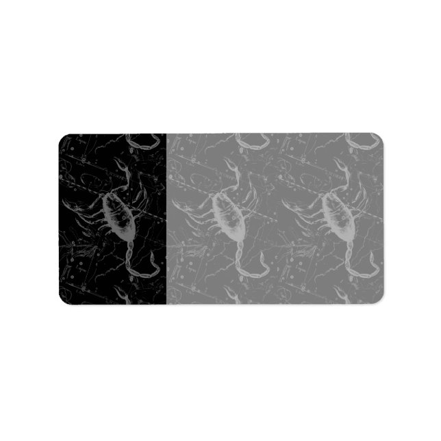 Scorpio Constellation Hevelius 1690 on Black Adressetikett (Framsidan)