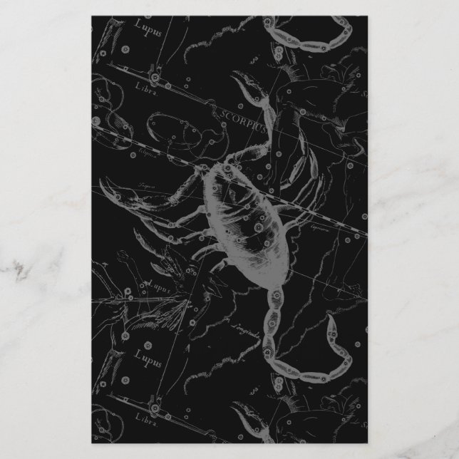 Scorpio Constellation Hevelius 1690 on Black Brevpapper (Framsida)