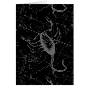 Scorpio Constellation Hevelius 1690 on Black Hälsningskort