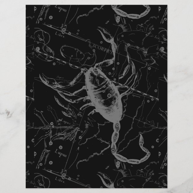 Scorpio Constellation Hevelius 1690 on Black Reklamblad (Framsidan)