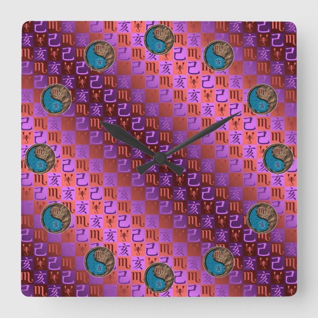 Scorpio & Earth Boar Fyrkantig Klocka (Framsida)