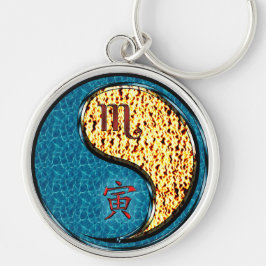 Scorpio & Fire Tiger Rund Silverfärgad Nyckelring