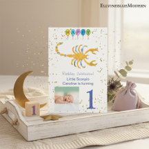 Scorpio First Birthday Guld, Balloons & Photo