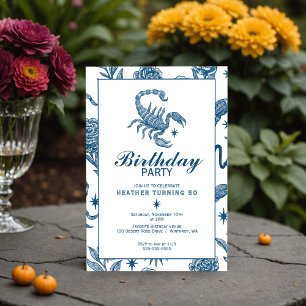 Scorpio Födelsedag Elegant Toile Skorpioner Celest Inbjudningar
