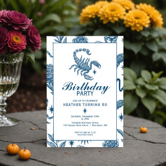 Scorpio Födelsedag Elegant Toile Skorpioner Celest Inbjudningar