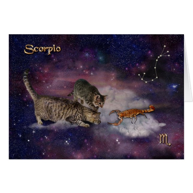 Scorpio for Cat Lovers Hälsningskort (Framsidan Horizontal)