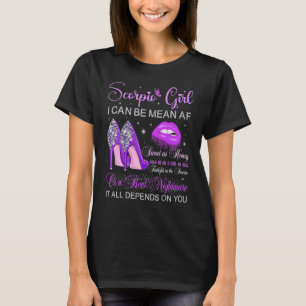 Scorpio Girl Birthday-Högklackar som kör Läppar me T Shirt