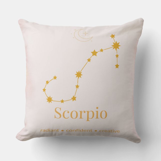 Scorpio Gold Zodiac Pillow – Celestial Constellati Kudde (Framsida)