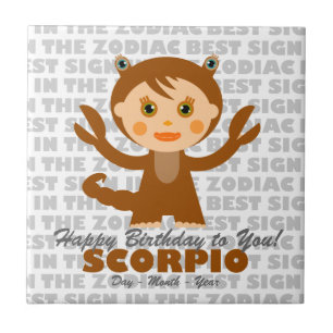 Scorpio Grattis på födelsedagen Kakelplatta