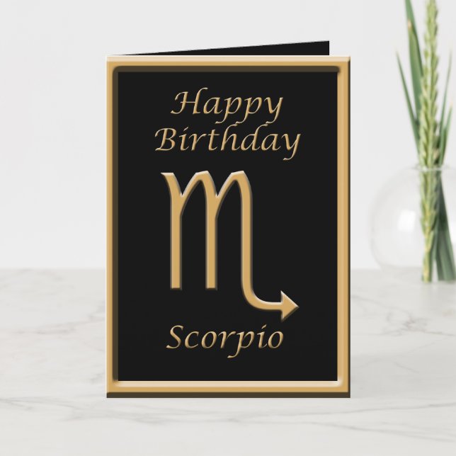 Scorpio Guld Symbol Black Birthday Greeting Card Kort (Framsida)